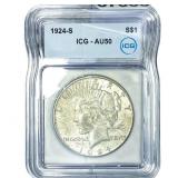 1924-S Silver Peace Dollar ICG AU50