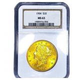 1904 $20 Gold Double Eagle NGC MS63
