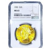 1903 $20 Gold Double Eagle NGC MS63