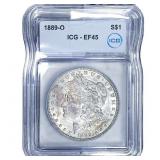 1889-O Morgan Silver Dollar ICG EF45