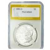 1881-S Morgan Silver Dollar PGA MS64