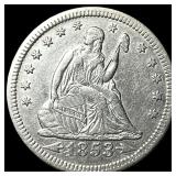 1853 Arrows Seated Liberty Quarter CLOSELY UNCIRCU