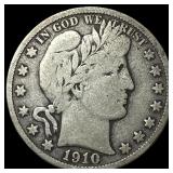 1910-S Silver Barber Half Dollar LIGHTLY CIRCULATE