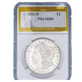 1921-D Morgan Silver Dollar PGA MS64