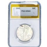1945 Walking Liberty Half Dollar PGA MS64