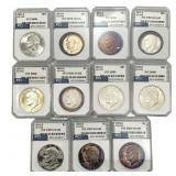 [11 Coins] 1971-1974 Eisenhower Dollar PCI PR70 DC