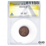 1914-D Wheat Cent ANACS VF20