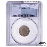 1862 Indian Head Cent PCGS AU58