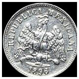 1896 Mexico Silver 10 Centavos CLOSELY UNCIRCULATE