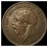 1915 Great Britain George V Copper Penny CLOSELY U