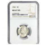 1941 Jefferson Nickel NGC MS67 5FS