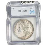 1887 Morgan Silver Dollar ICG AU50