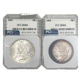 [2 Coins] 1886-1887 Morgan Silver Dollar PCI MS66