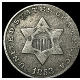 1853 Silver Three-Cent Piece LIGHTLY CIRCULATED