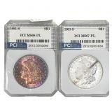 [2 Coins] 1881 Morgan Silver Dollar PCI MS67-68 PL