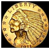 1911-D Strong D $2.50 Gold Quarter Eagle