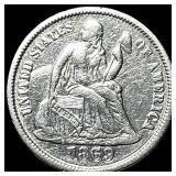 1869 Seated Liberty Dime NEARLY UNCIRCULATED