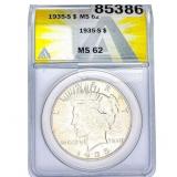 1935-S Silver Peace Dollar ANACS MS62