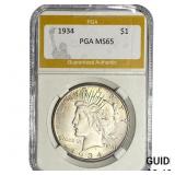 1934 Silver Peace Dollar PGA MS65