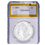 1897 Morgan Silver Dollar PGA MS64
