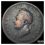 1827 Great Britain Copper Penny ABOUT UNCIRCULATED