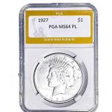 1927 Silver Peace Dollar PGA MS64 PL