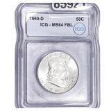 1960-D Franklin Half Dollar ICG MS64 FBL