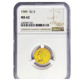 1909 $2.50 Gold Quarter Eagle NGC MS62