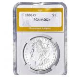 1886-O Morgan Silver Dollar PGA MS62+