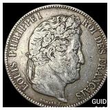 1833 France Silver 5 Francs NEARLY UNCIRCULATED