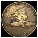 1857 Copper-Nickel Flying Eagle Cent NEARLY UNCIRC