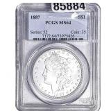 1887 Morgan Silver Dollar PCGS MS64