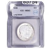 1936 Long Island Half Dollar ICG MS63