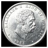 1883 Silver Hawaiian Quarter Dollar CHOICE BU