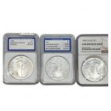 [3 Coins] 1986-1990 Silver Eagle IGS/NGC MS70