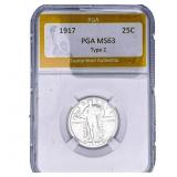 1917 Standing Liberty Quarter PGA MS63 Type 2