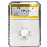 1857 Seated Liberty Half Dime PGA MS62