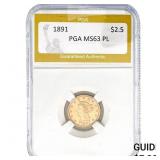 1891 $2.50 Gold Quarter Eagle PGA MS63 PL