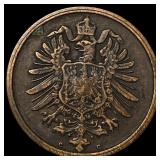 1874 German Empire Copper 1 Pfennig CHOICE AU
