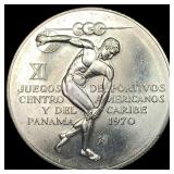 1970 Panama Silver 5 Balboas GEM BU
