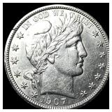 1907 Silver Half Dollar (Barber) CLOSELY UNCIRCULA
