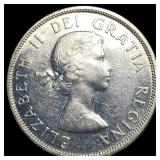 1958 Canada Silver Death Totem 1 Dollar CHOICE AU