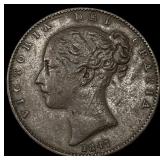 1847 Great Britain Copper Farthing CLOSELY UNCIRCU