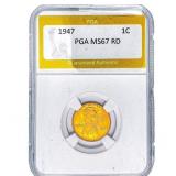 1947 Wheat Cent PGA MS67 RD
