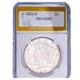 1922-D Silver Peace Dollar PGA MS63