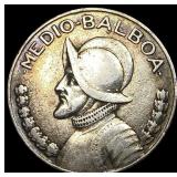 1934 Panama Silver Half Balboa NEARLY UNCIRCULATED