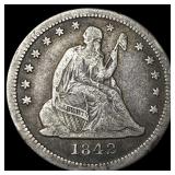 1842-O Silver Seated Liberty Quarter LIGHTLY CIRCU