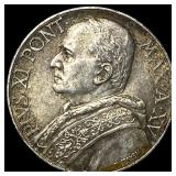 1936 Papal States Pius XI Silver 10 Lire NEARLY UN