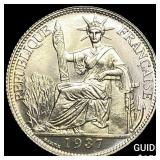 1937 France Silver 20 Cents GEM BU