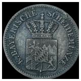 1870 German States, Bavaria Silver 1 Kreuzer NEARL